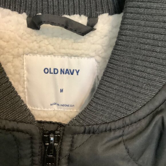 Old Navy Women's Medium Quilted Sherpa Lined Coat Dark Gray Warm Winter Jacket - Picture 2 of 11